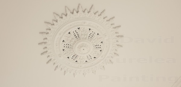A plaster ceiling rose finished in white