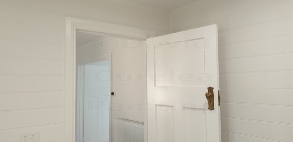 A painted interior door and architrave
